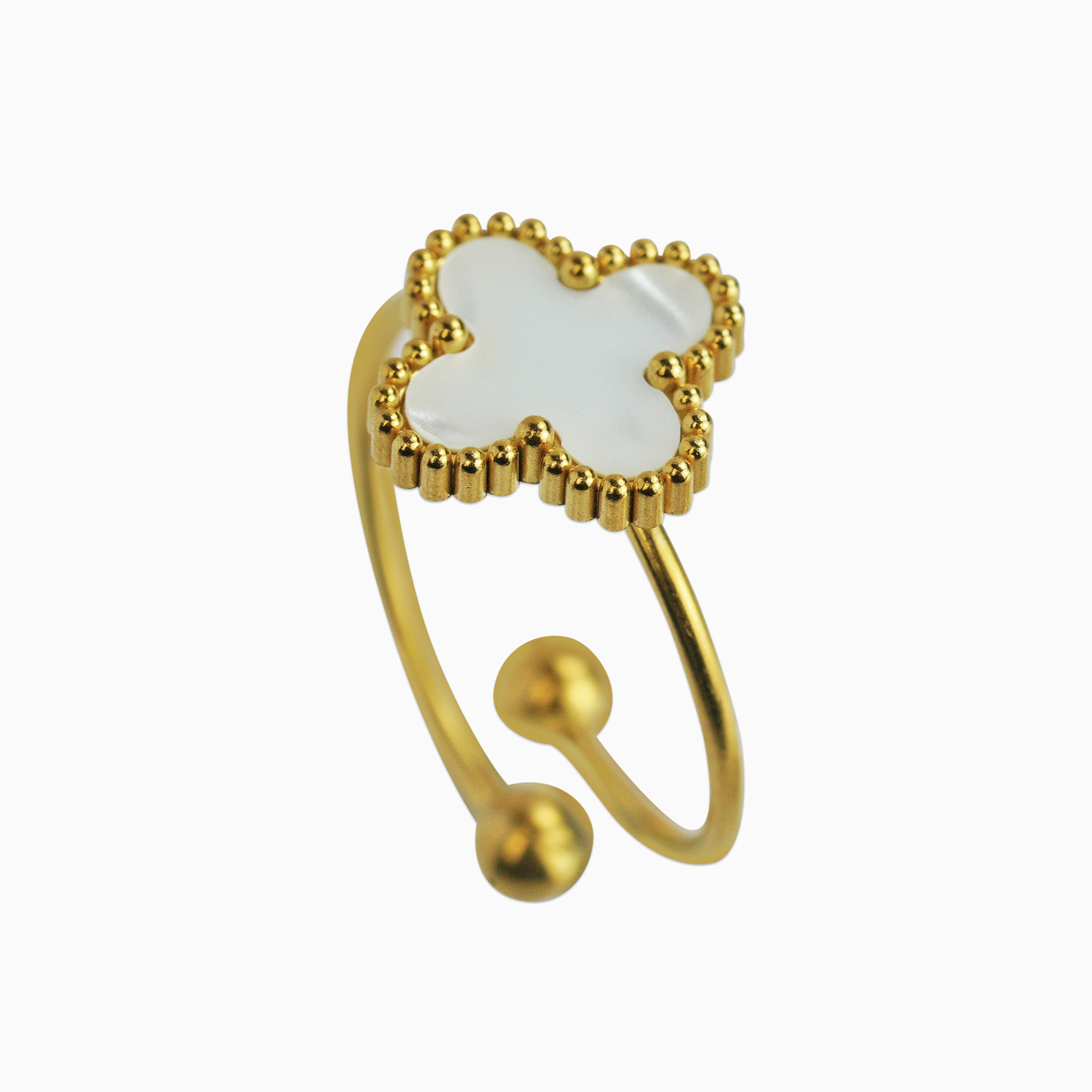 Anillo Trébol White Oro 18K