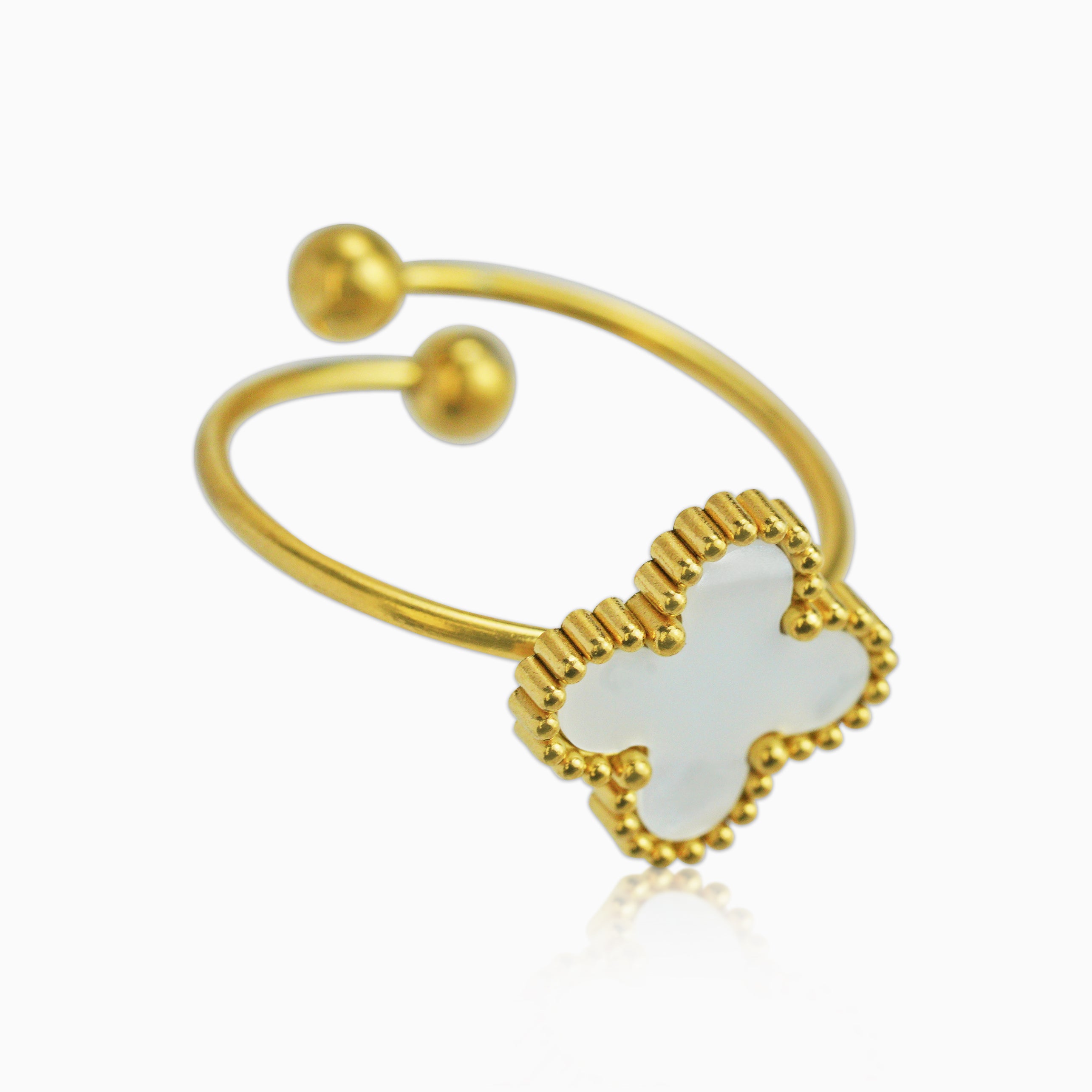 Anillo Trébol White Oro 18K