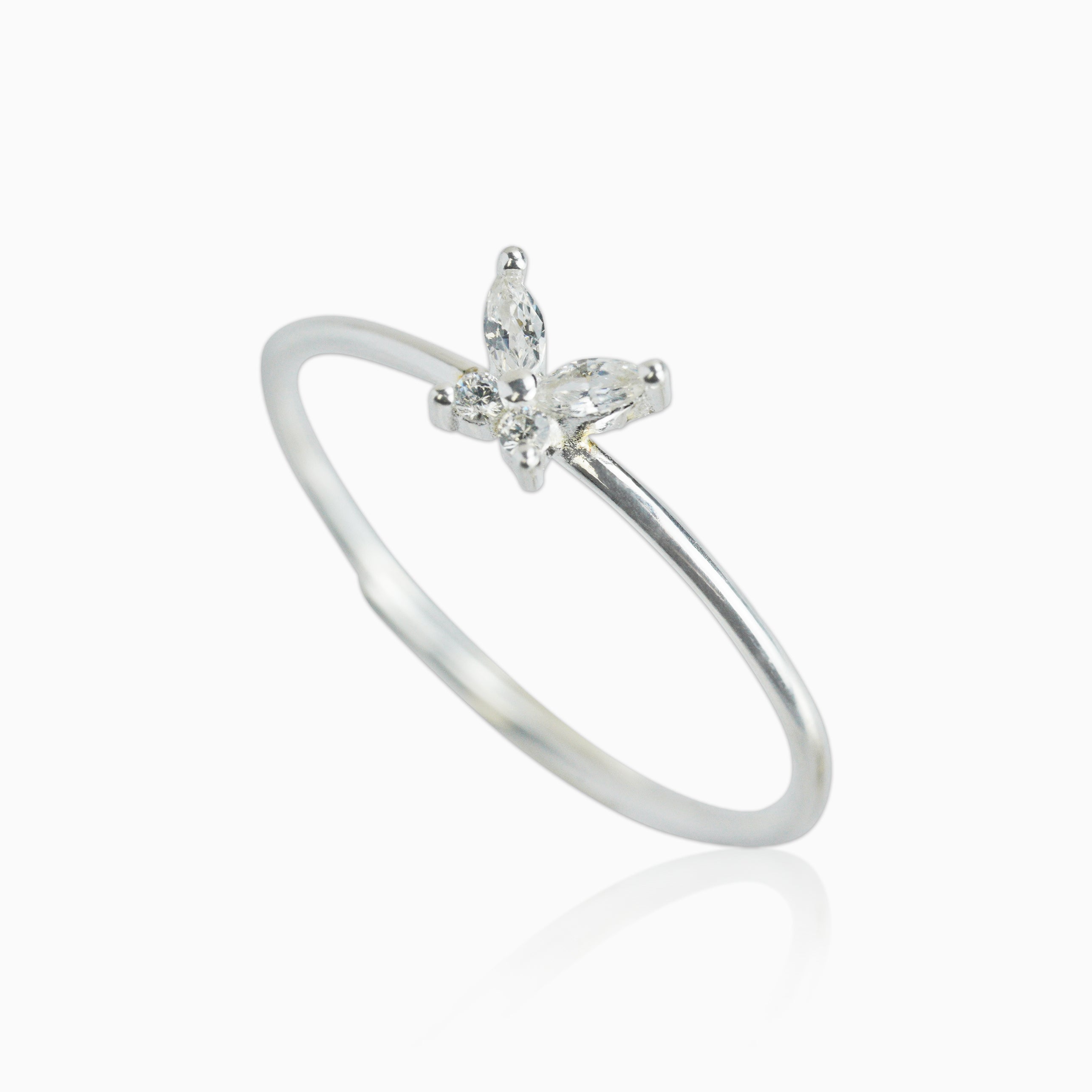 Anillo Mariposa Oro Blanco