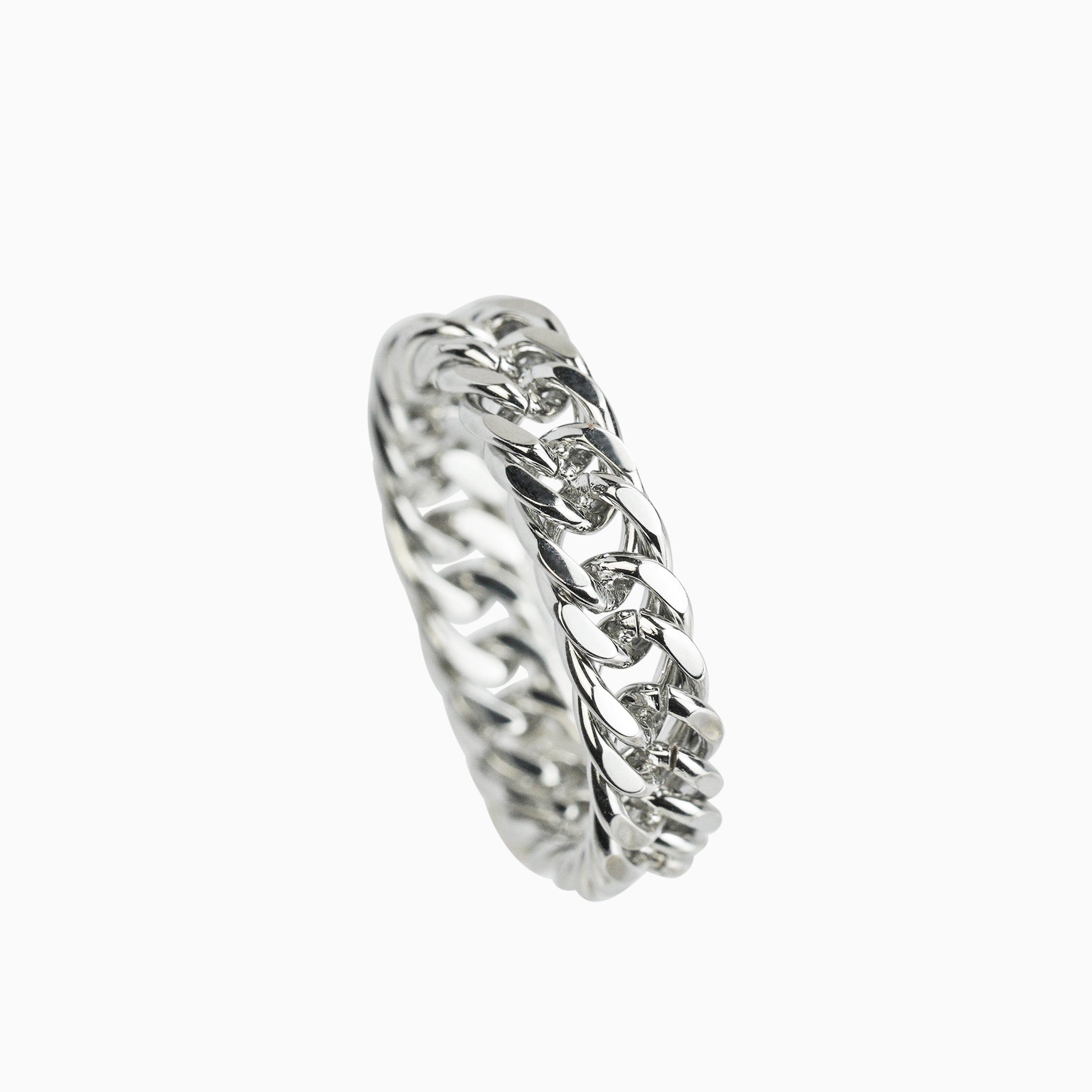 Anillo Cubana Oro Blanco
