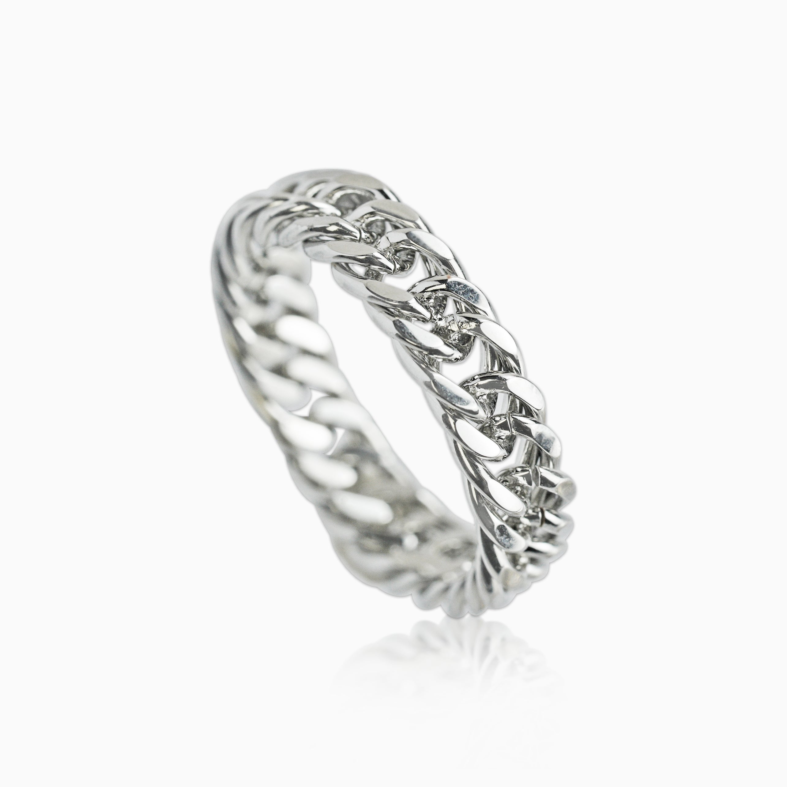 Anillo Cubana Oro Blanco