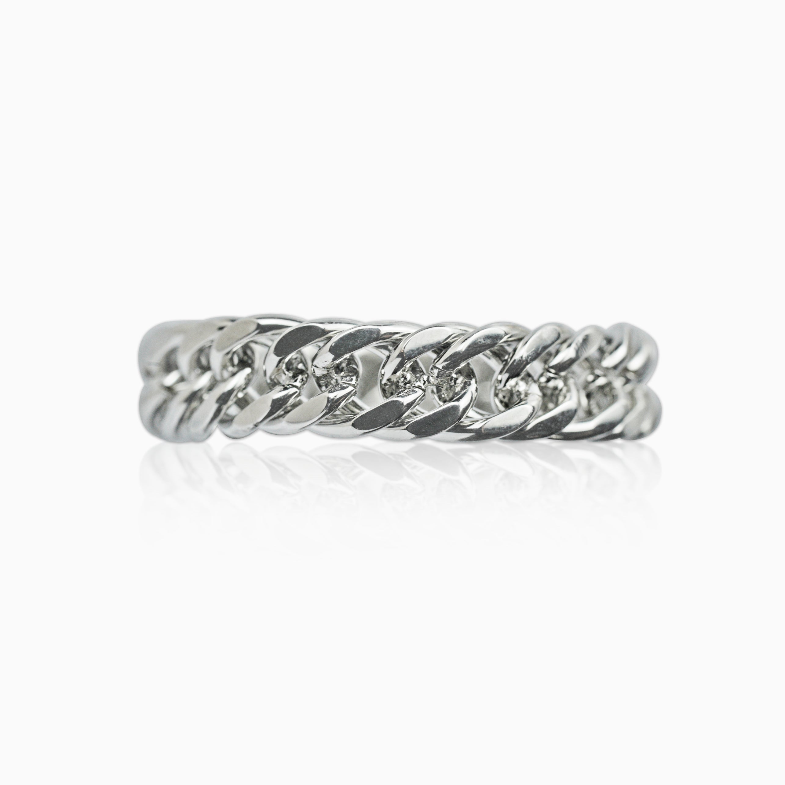 Anillo Cubana Oro Blanco
