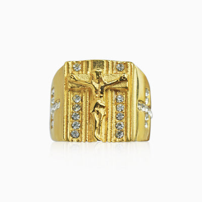 Blessed Cross Men's Ring – 18K Gold