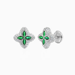 Ice Green Clover Earrings 925 Silver