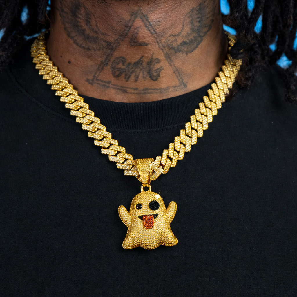 Colgante Emoji Fantasma Oro