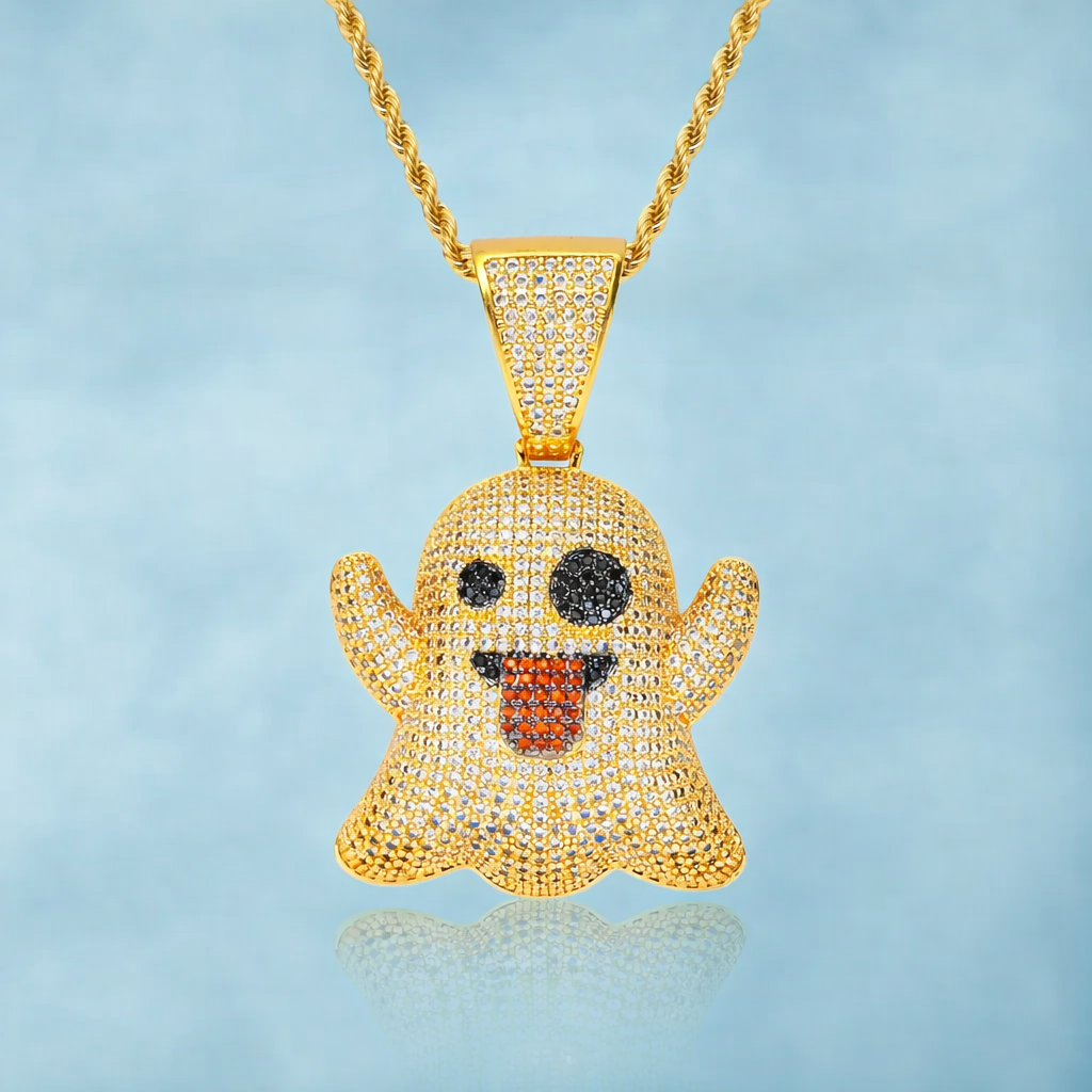 Colgante Emoji Fantasma Oro