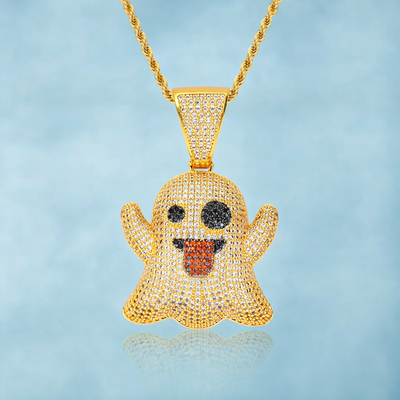 Colgante Emoji Fantasma Oro