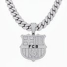 Colgante FC Barcelona VVS Moissanite + Plata 925 Oro Blanco