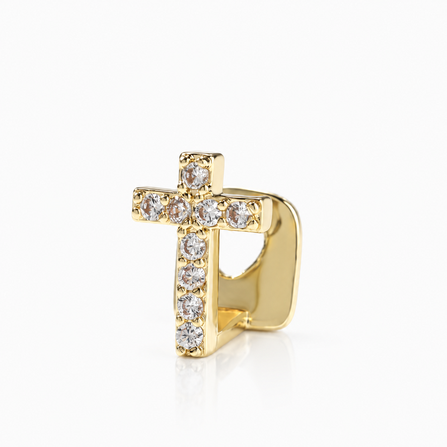 Gap Grillz de Cruz con Diamantes Oro 18K