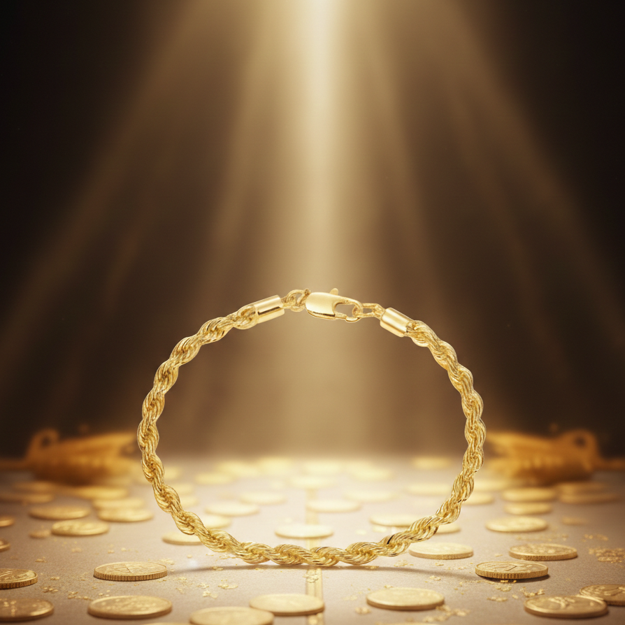 Brazalete Rope 4 Mm Oro 18K