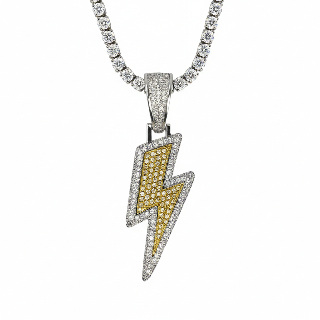 18K Gold Lightning Pendant
