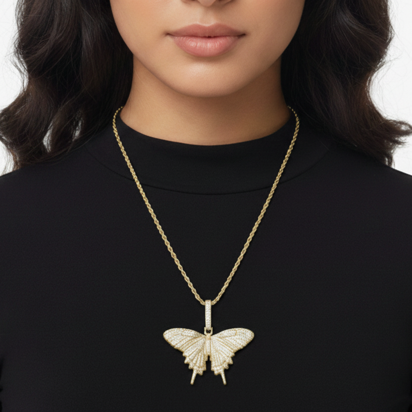 18K Gold Butterfly Pendant