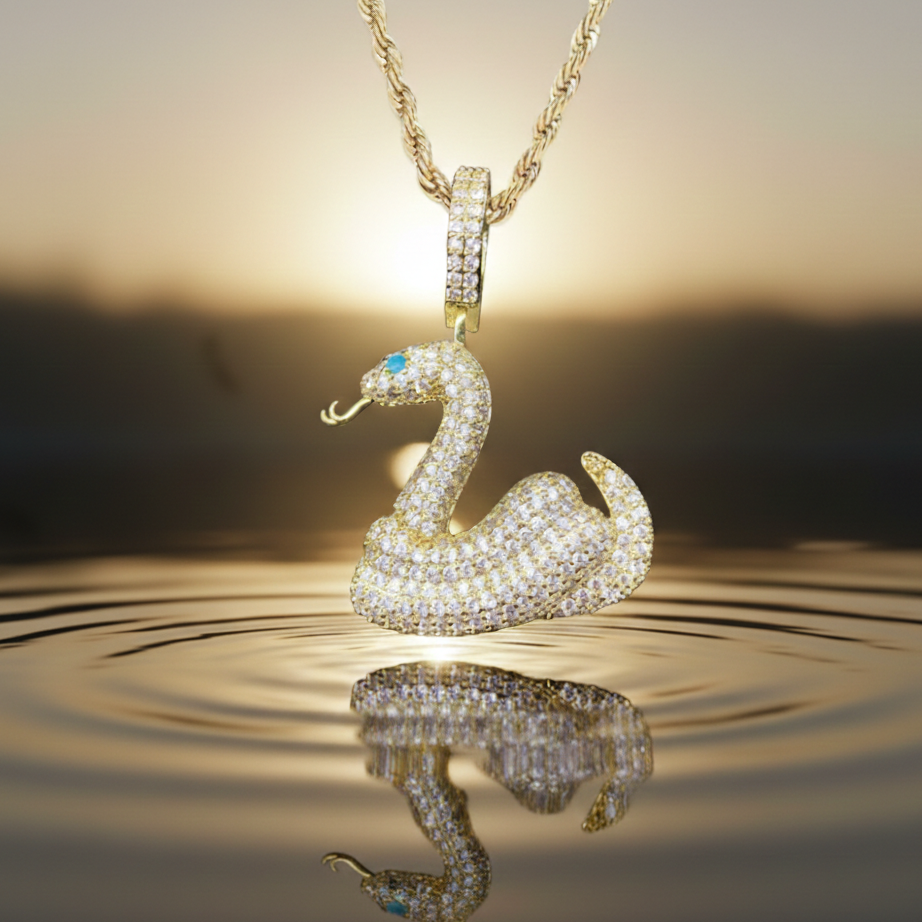 18K Gold Snake Pendant