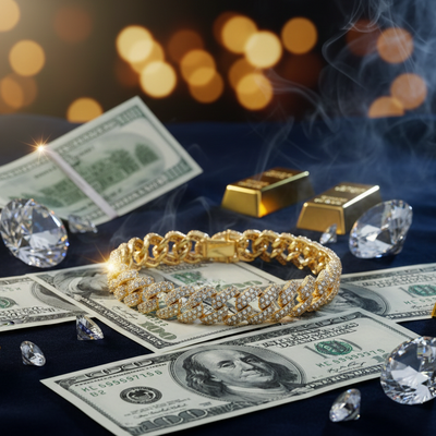 Brazalete Cubana Ice 10 Mm Oro 18K