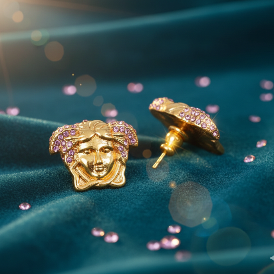 Pendientes Medusa Pearls Oro 18K