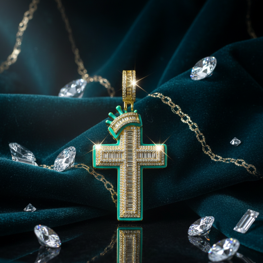 Colgante Luminoso Cruz Oro 18K