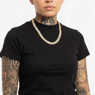 Cadena Cubana Ice 10Mm Oro 18K