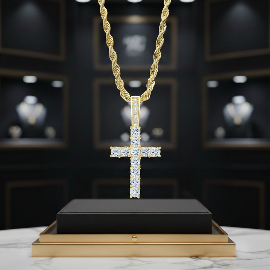 18K Gold Cross Pendant