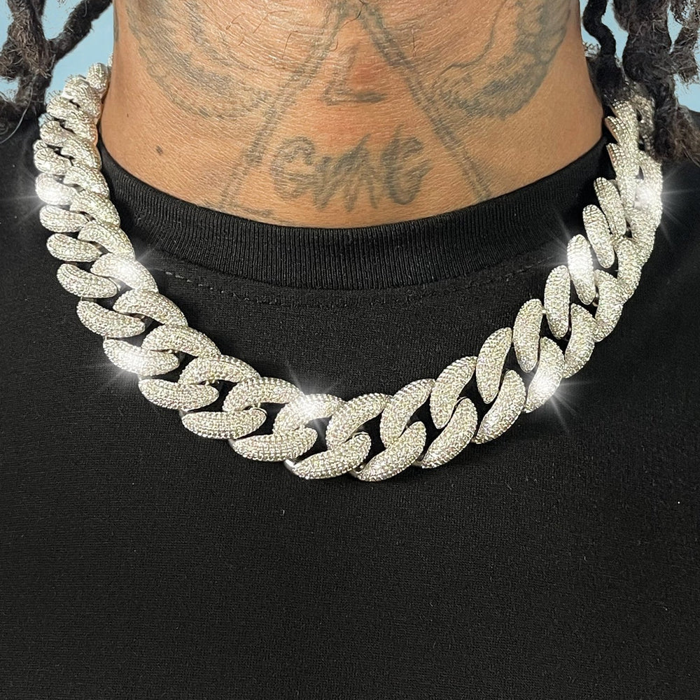 Cadena Cubana Rich Boss 20 Mm Oro Blanco