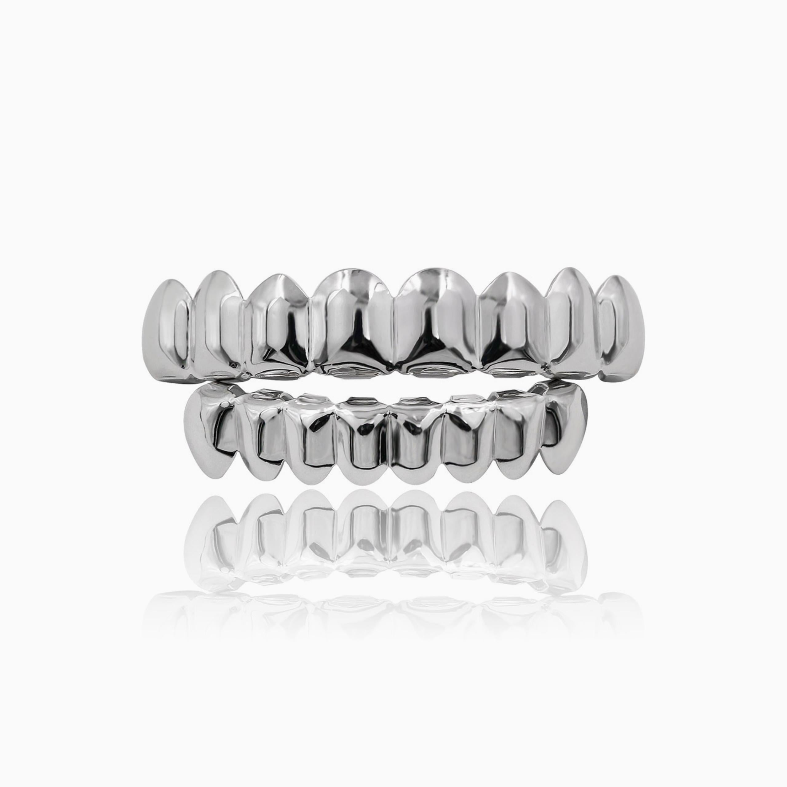 Grillz 8 Dientes Oro Blanco