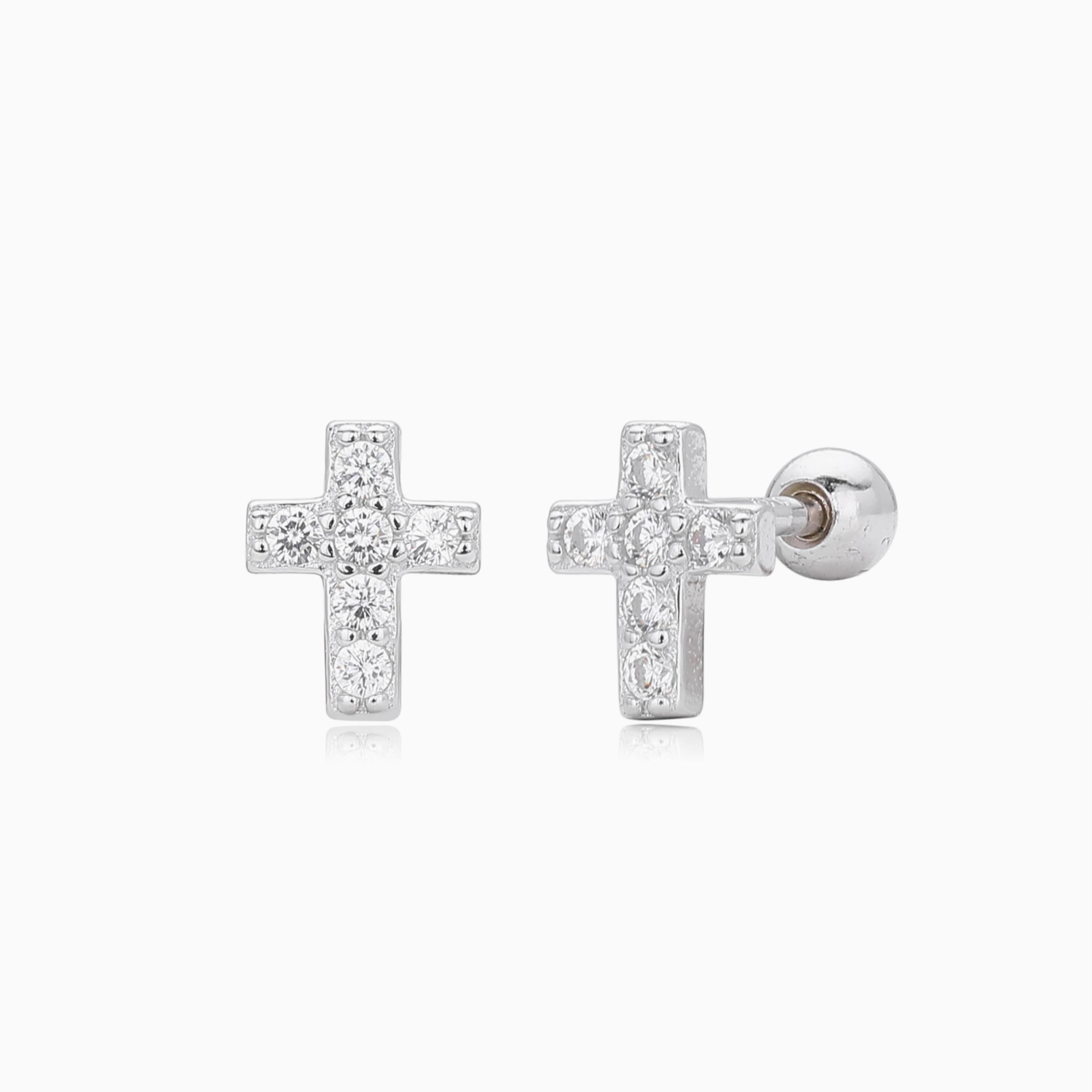 Pendientes Cruz Plata 925
