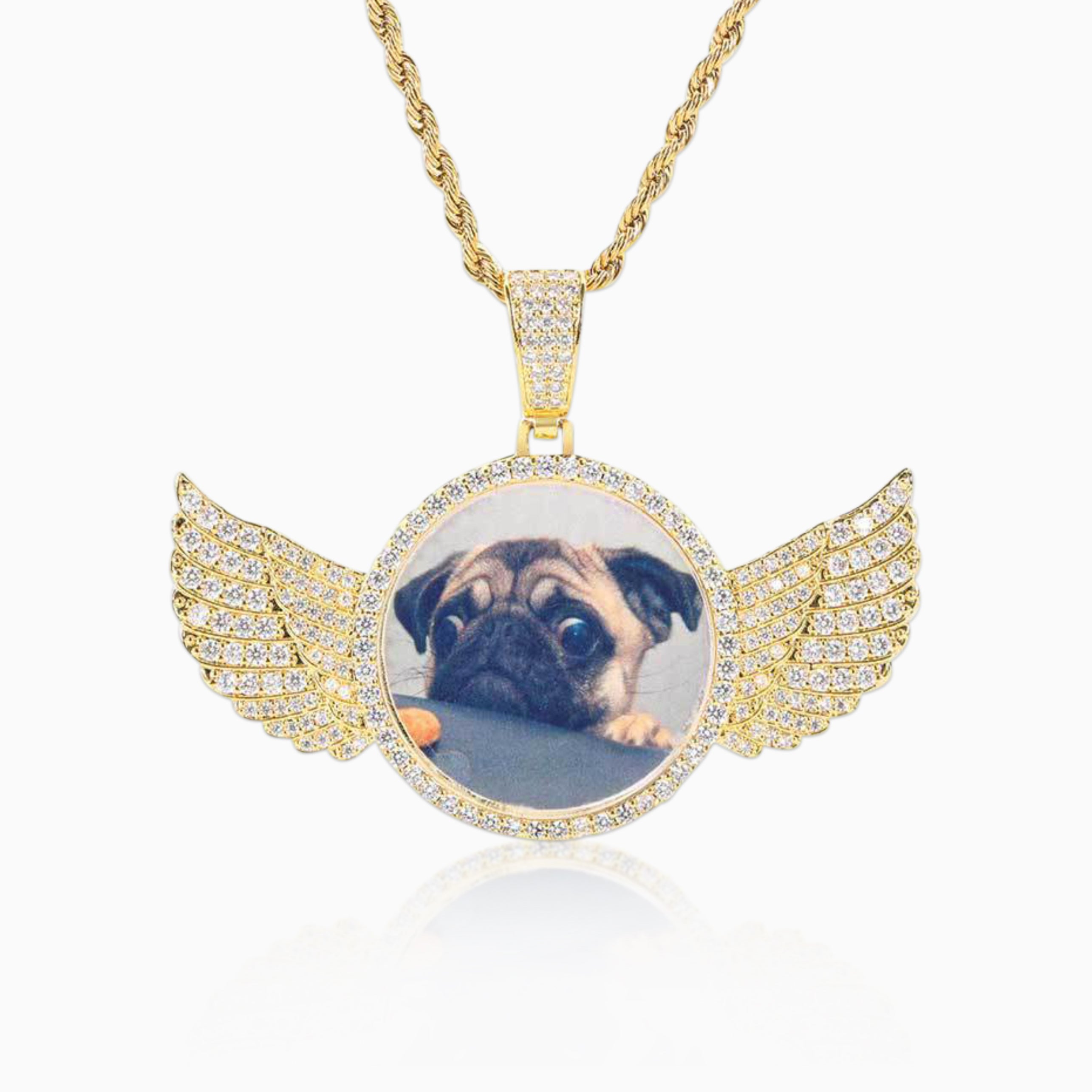 Colgante De Alas Con Foto Personalizada Oro