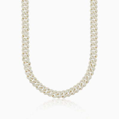 Prong Cuban Link Chain 10 mm VVS Moissanite – 925 Silver