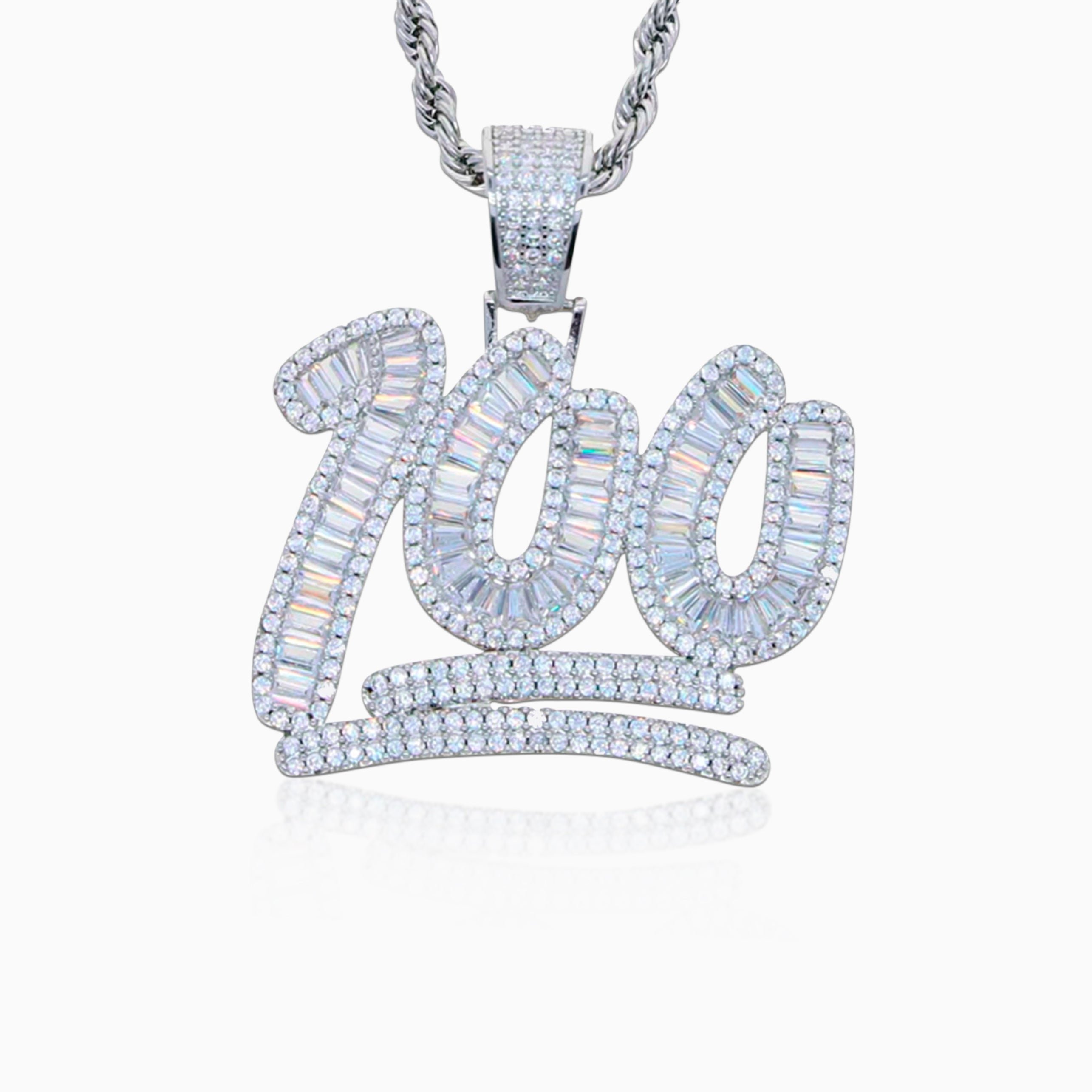 100 Baguettes White Gold Pendant