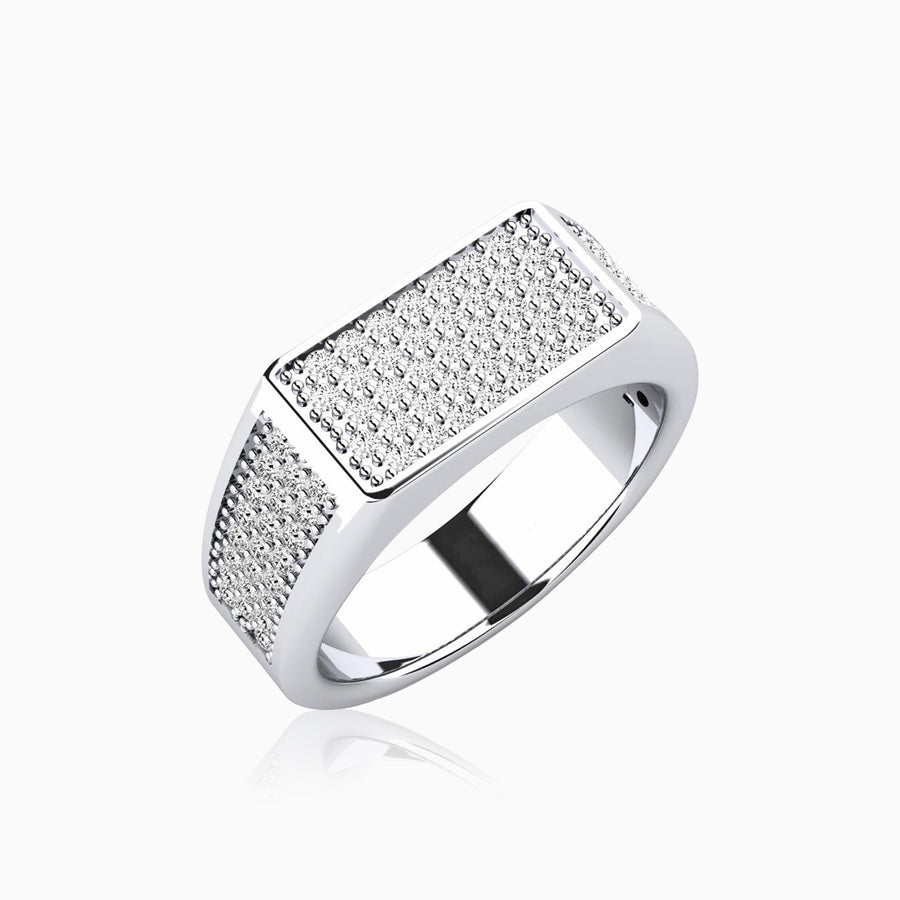 Anillo Plano Ice VVS Moissanite + Plata 925 Oro Blanco