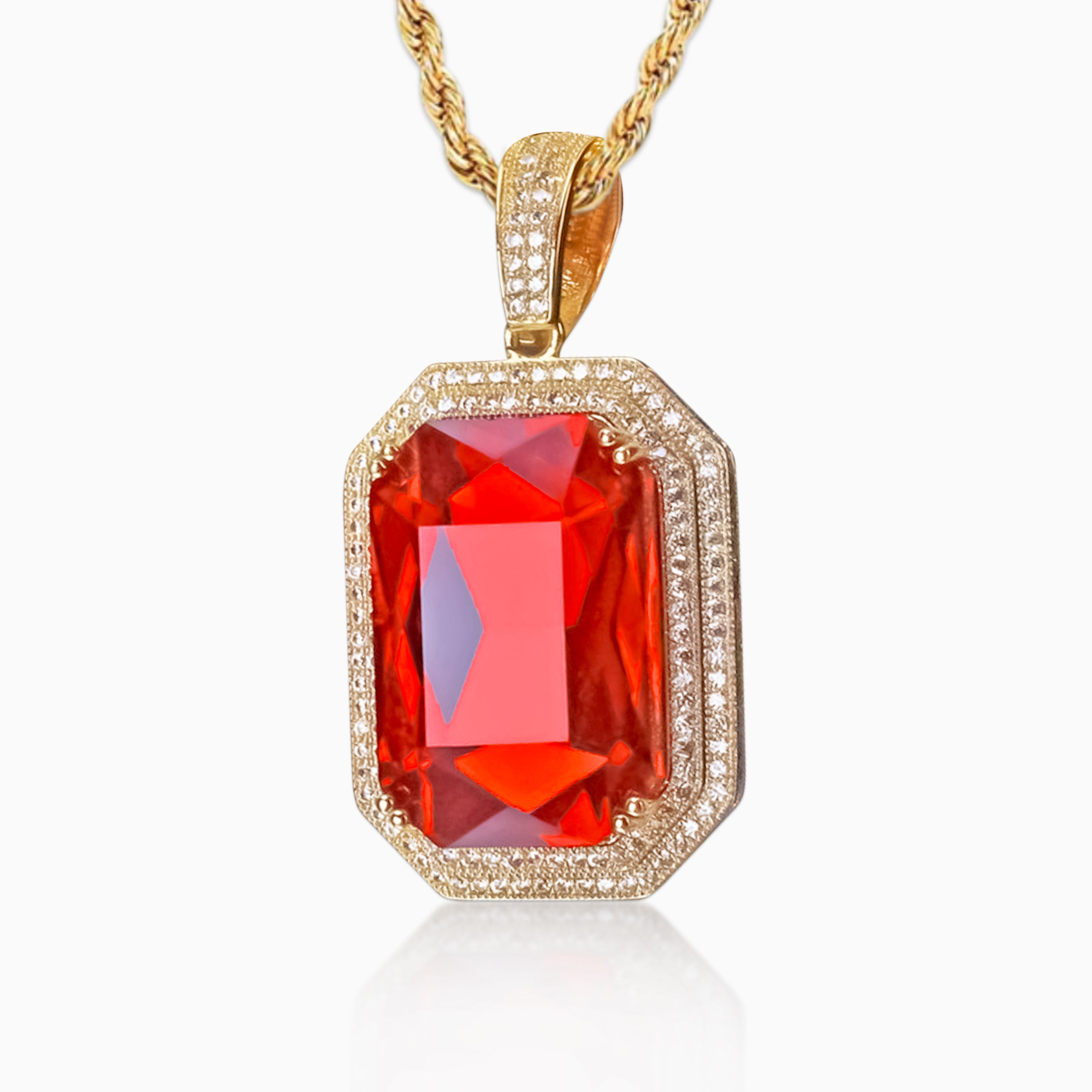 18K Gold Red Ruby Pendant