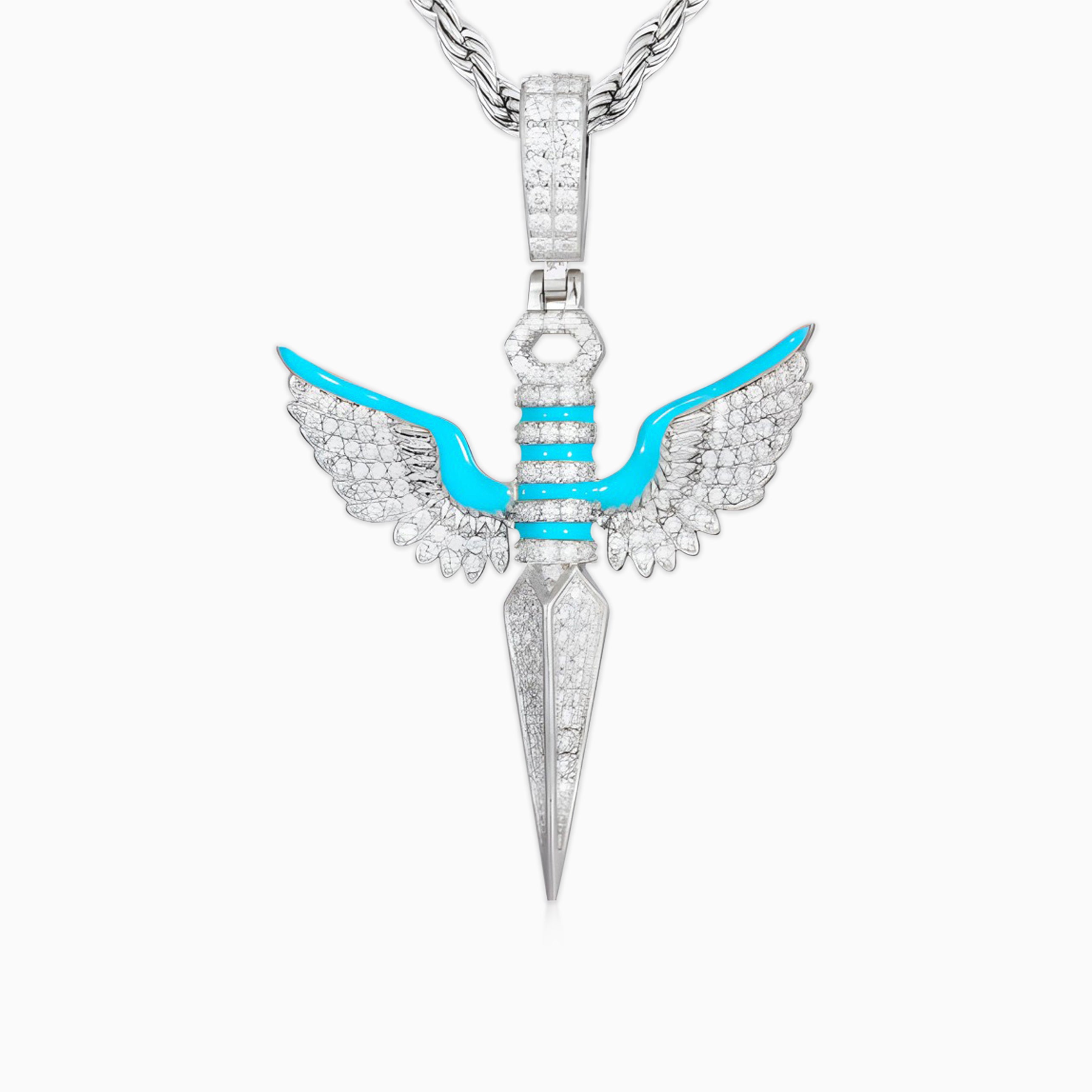 Luminous Flying Knife Pendant in White Gold