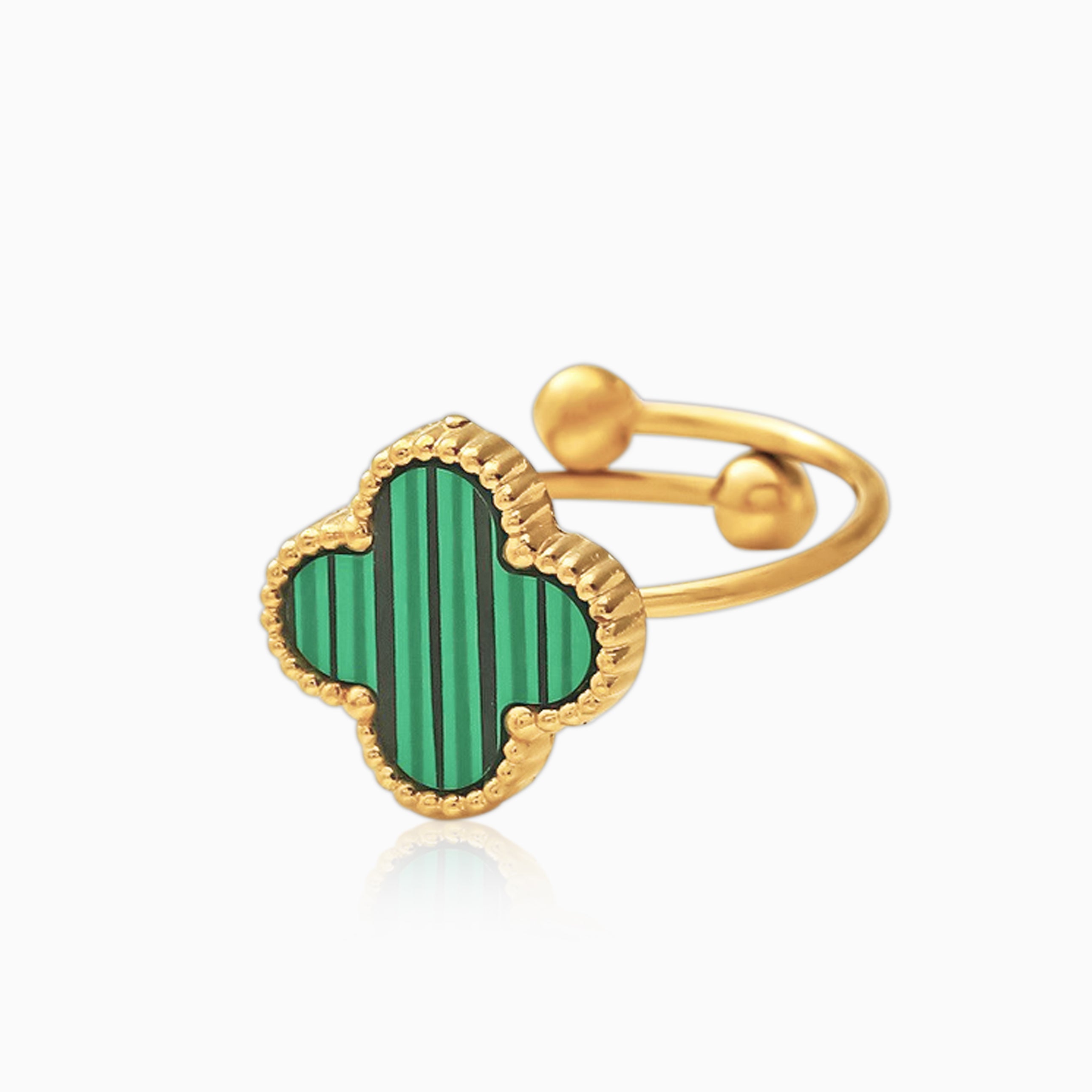Anillo Trébol Verde Oro 18K