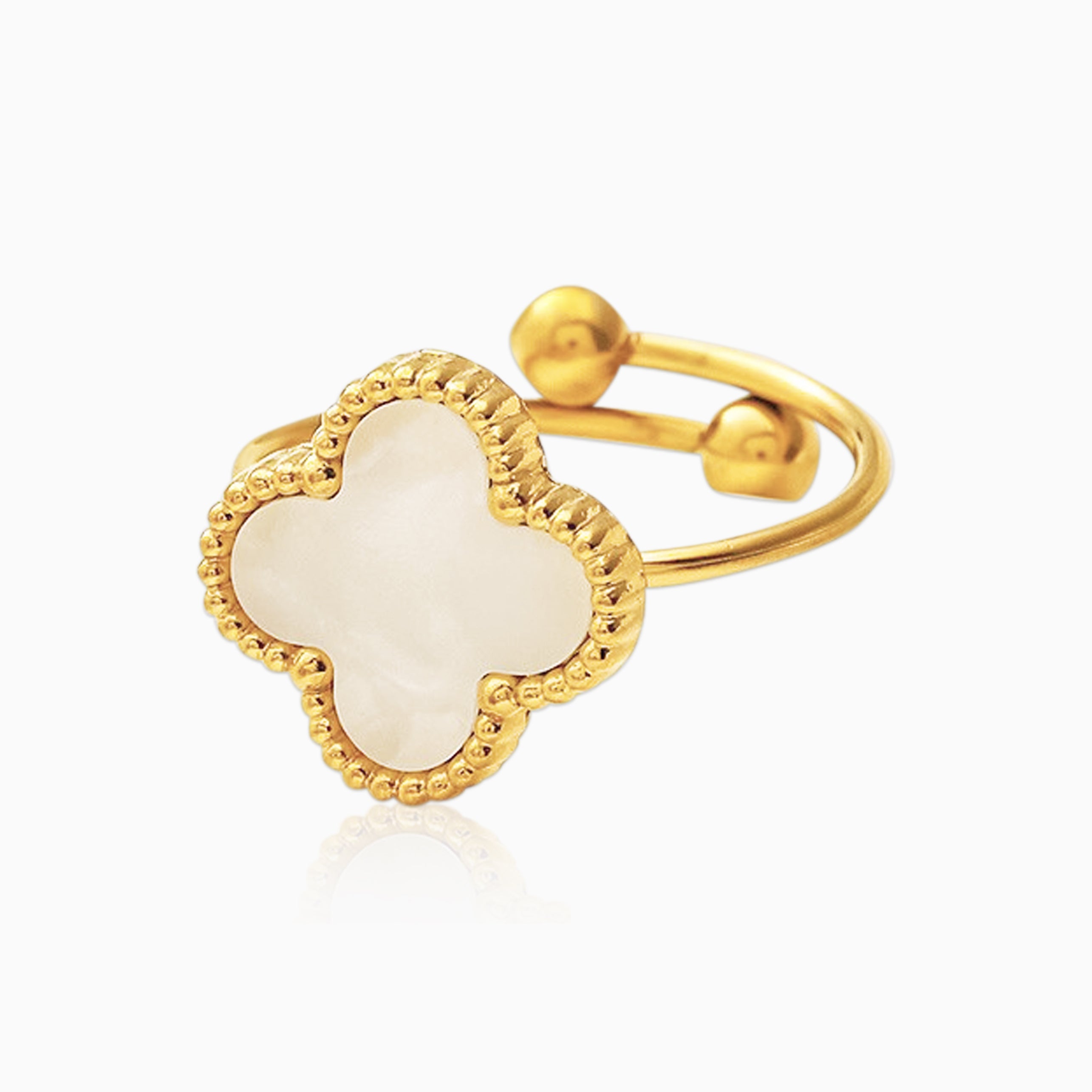 Anillo Trébol White Oro 18K