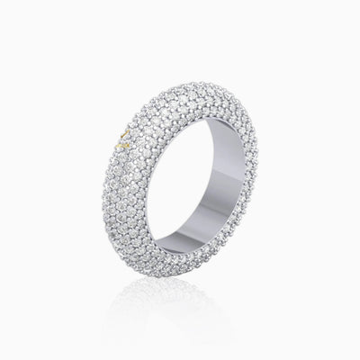 Anillo Clásico Bandas VVS Moissanite + Plata 925 Oro Blanco
