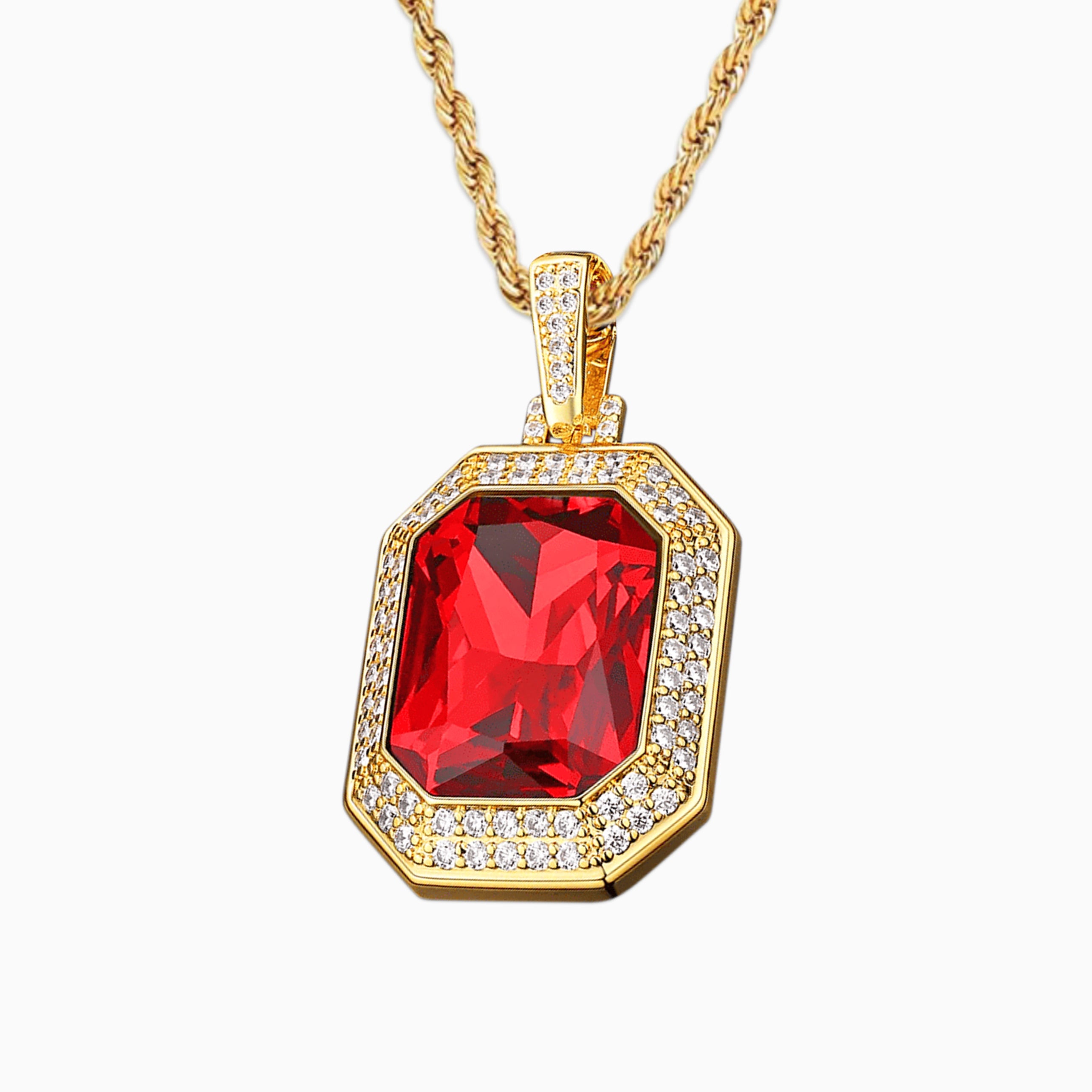 18K Gold Red Ruby Pendant