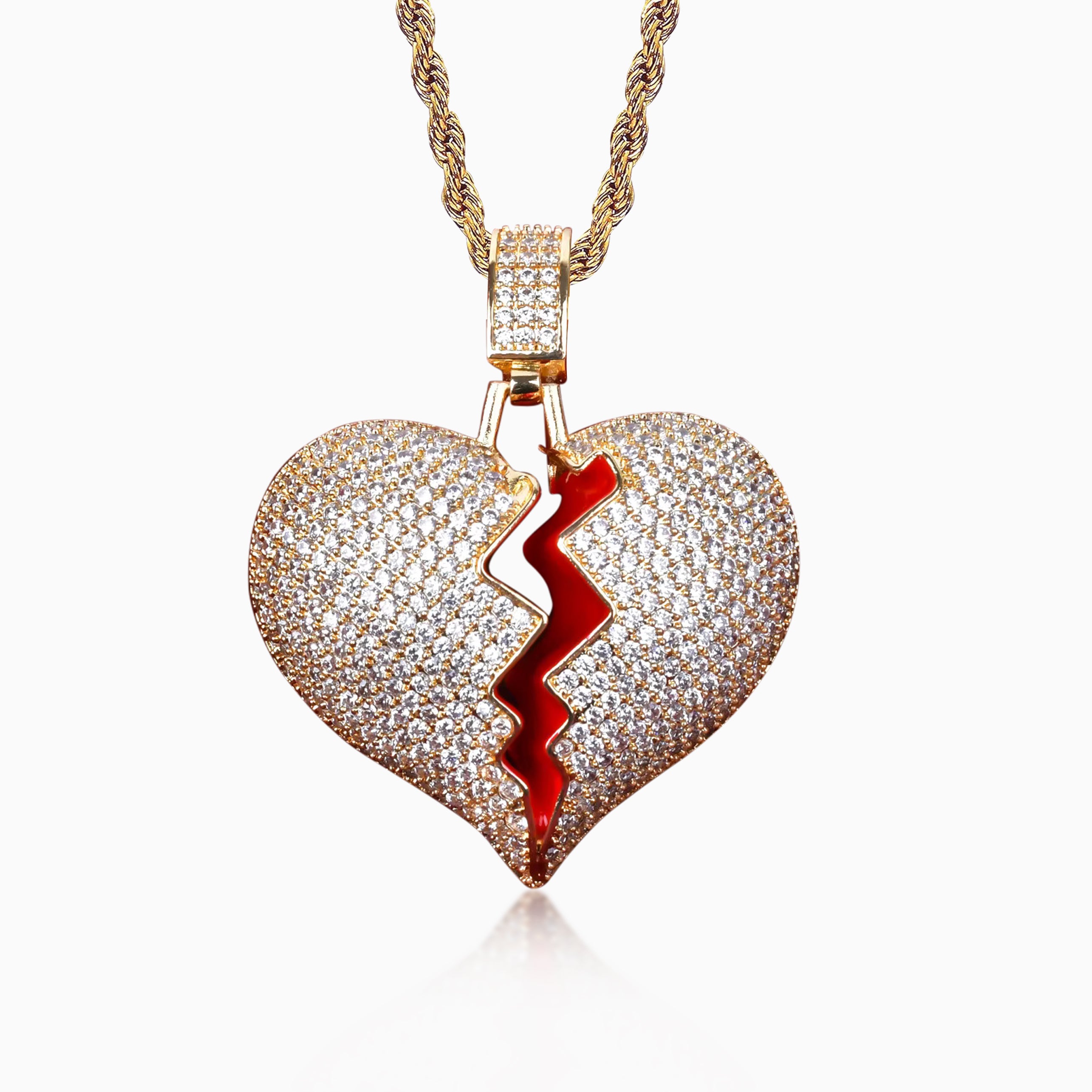 18K Gold Broken Heart Pendant
