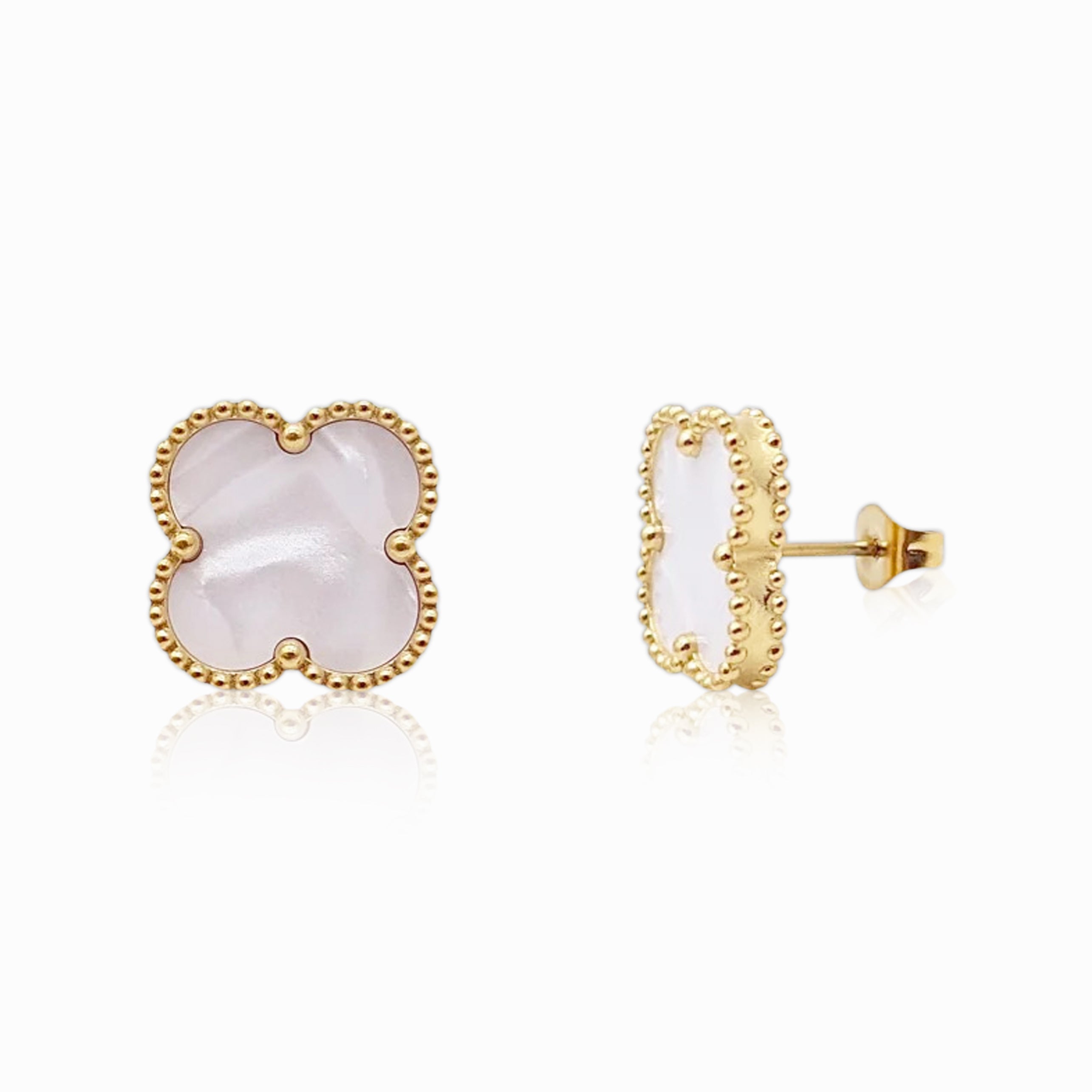 Pendientes Trébol White Oro 18K