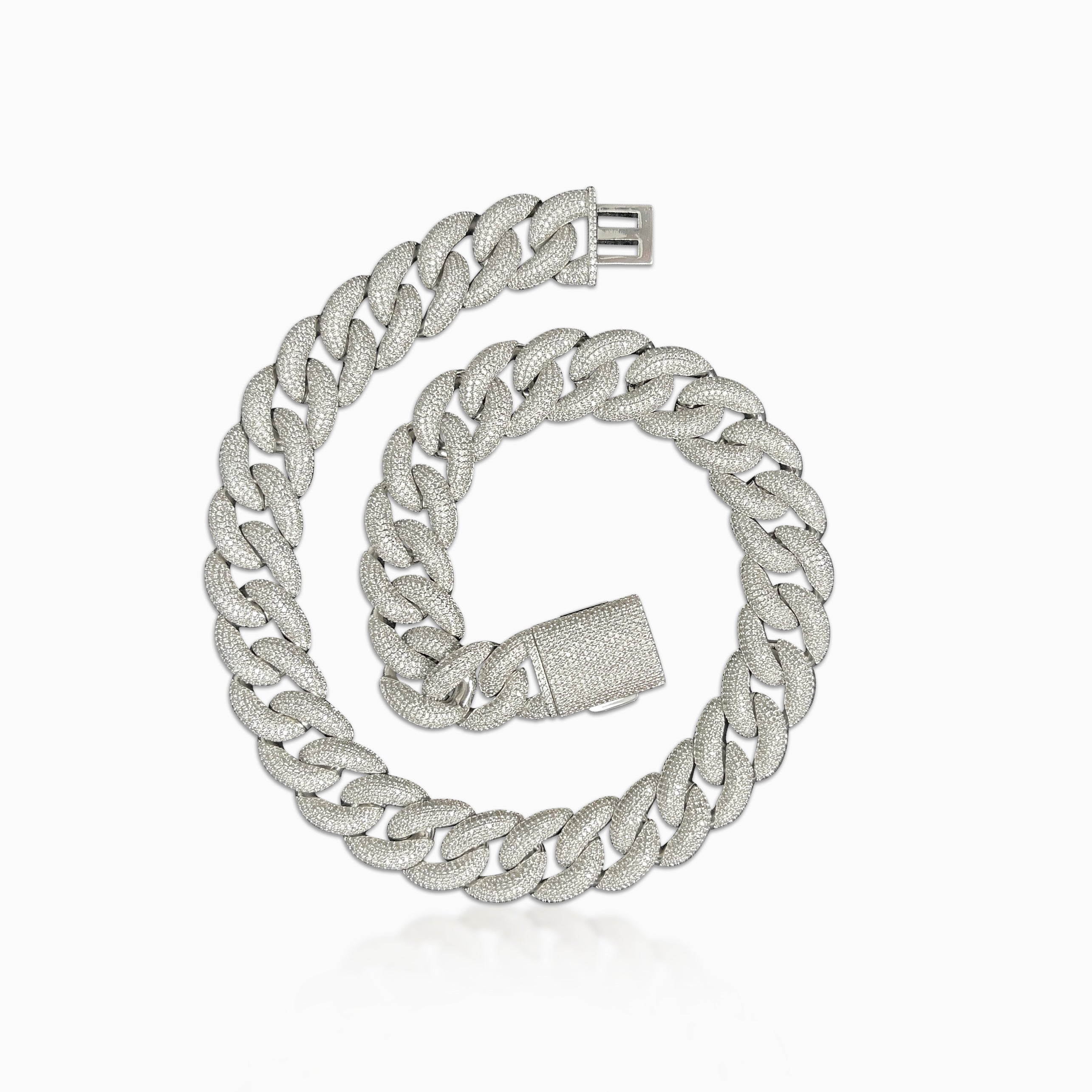 Cadena Cubana Rich Boss 20 Mm Oro Blanco