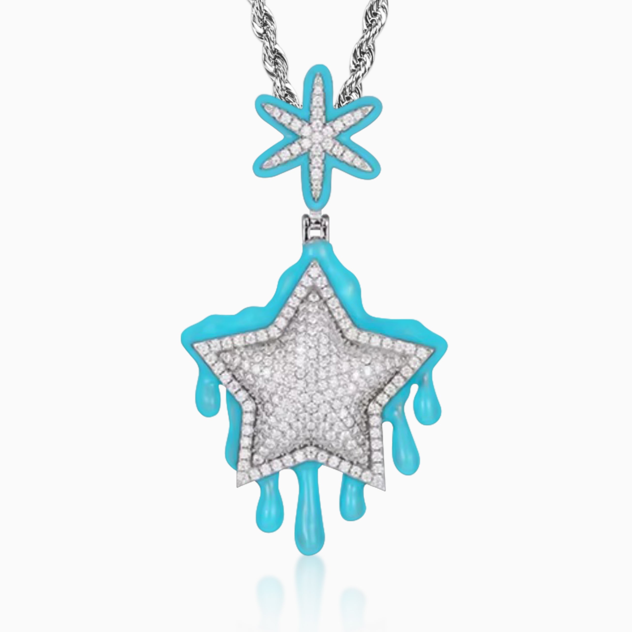Dripping Star Luminous Pendant in White Gold