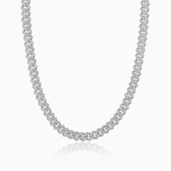 Cuban Chain Prong 10 mm White Gold
