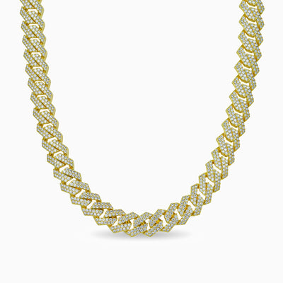 Cadena Cubana Prong 15 Mm Oro 18K