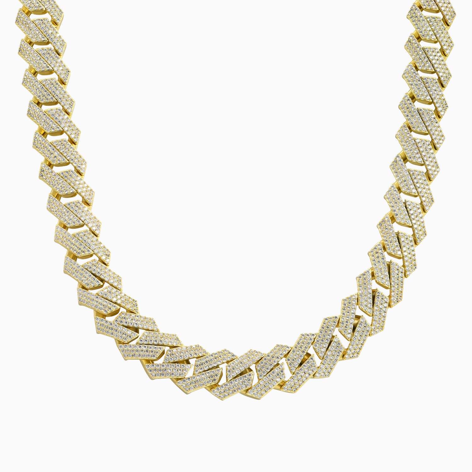 Cadena Cubana Prong Premium 20 Mm Oro 18K