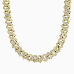 Cadena Cubana Prong Premium 20 Mm Oro 18K