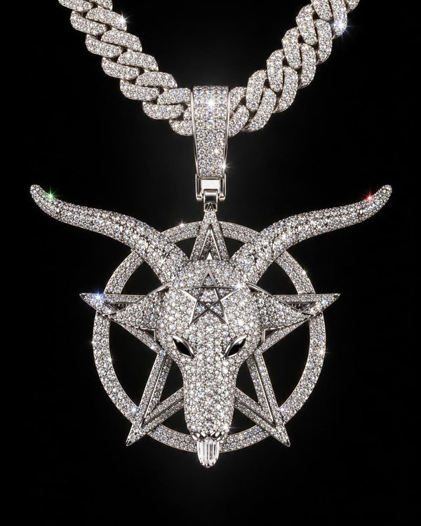 Colgante Baphomet Oro Blanco, hecho por Ice Baby