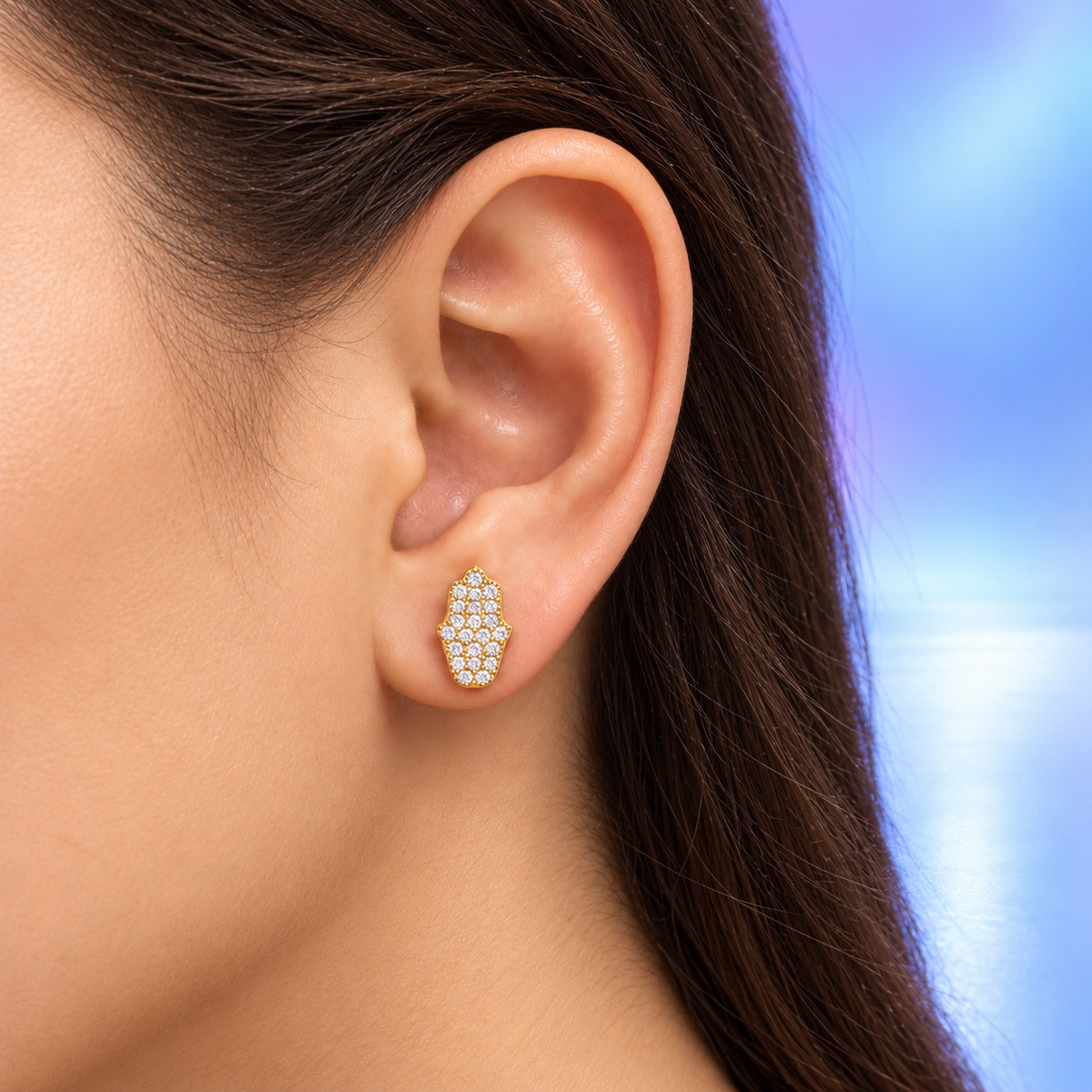 Pendientes Ice Fátima VVS Moissanite + Plata 925 Oro 18K