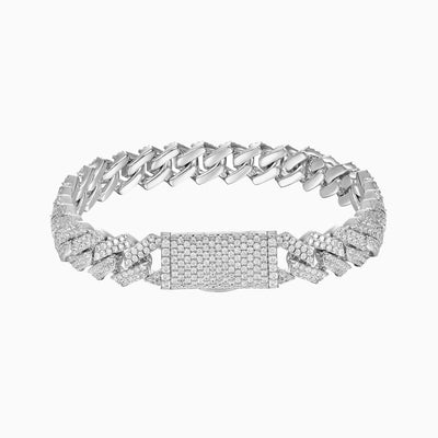 Brazalete Cubana Prong 15 Mm Oro Blanco