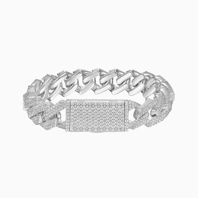 Brazalete Cubana Premium 20 Mm Oro Blanco