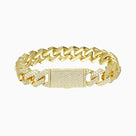 Brazalete Cubana Prong 15 mm Oro 18K de Ice Baby