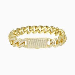 Brazalete Cubana Prong 15 Mm Oro 18K