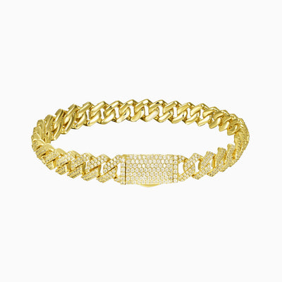 Prong Cuban Link Bracelet 10 mm – 18K Gold
